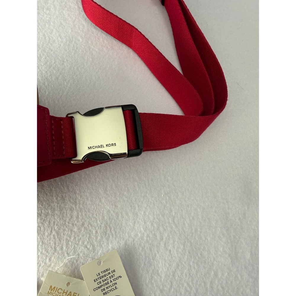 Michael Kors Khai Dark Raspberry Belt sling bag MK Monogram Nylon Waist Pack - Picture 3 of 5